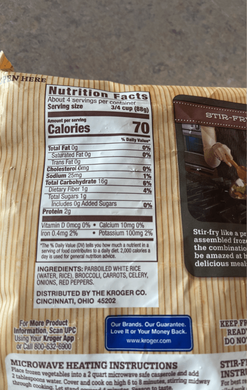 Krogers Vegetables With Rice Stir-Fry Starters