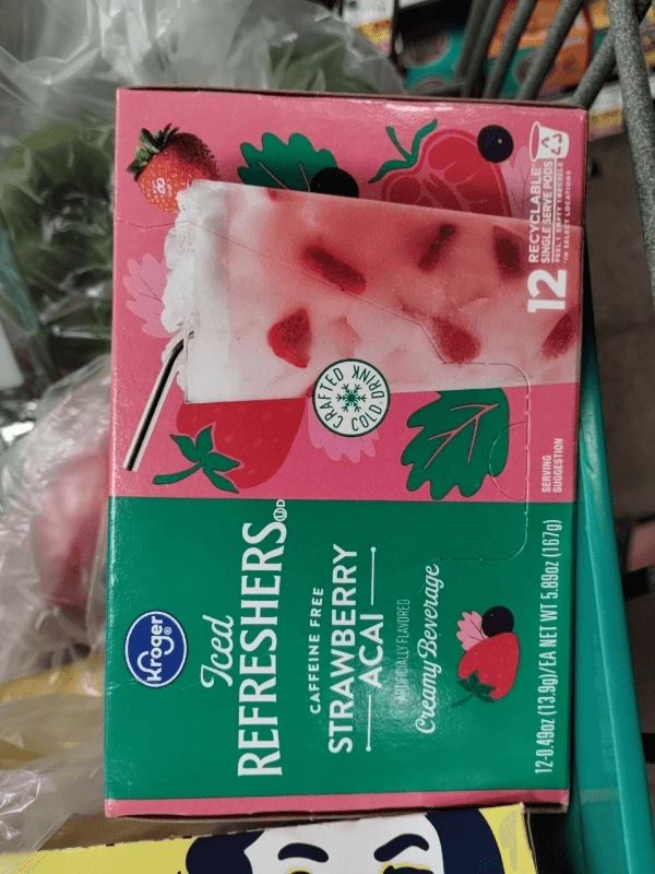 Kroger Iced Refreshers Strawberry Acai Creamy Beverage