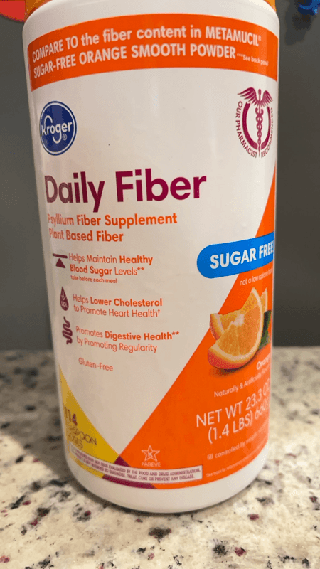 Kroger Daily Fiber Sugar-Free Orange Psyllium Fiber Supplement