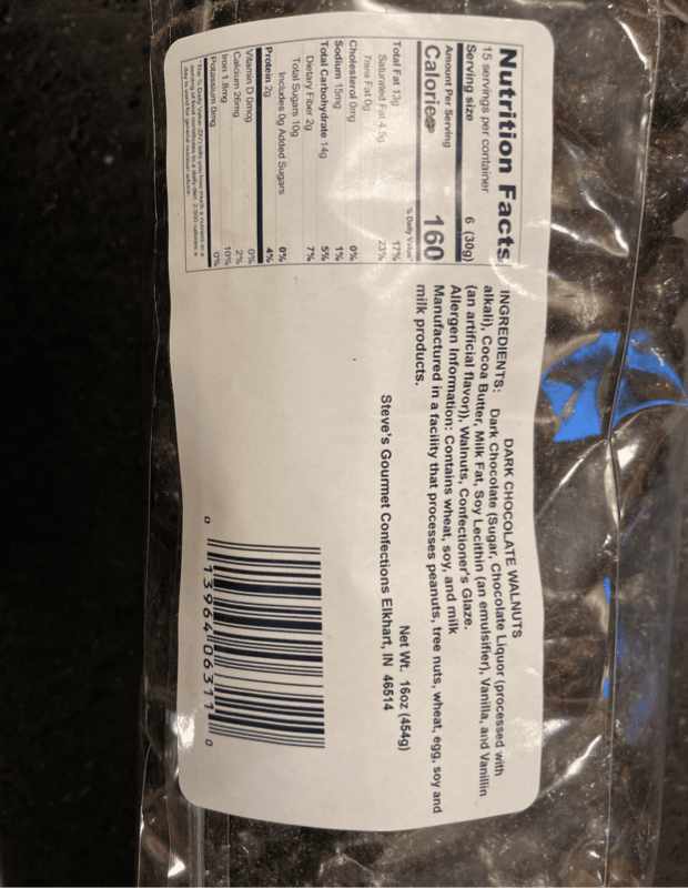 Steve'S Gourmet Confections Dark Chocolate Covered Walnuts