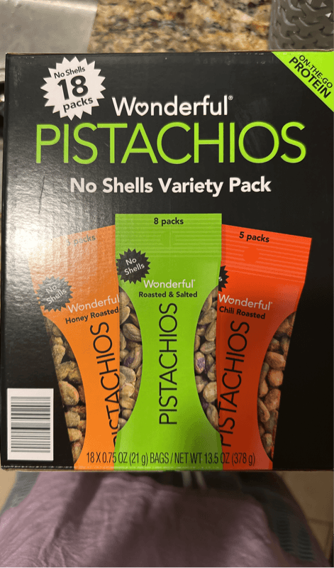 Wonderful Pistachios No Shells Variety Pack: Roasted & Salted, Chili And Honey Roasted