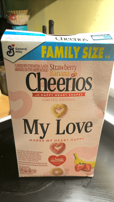 Limited Edition Strawberry Banana Cheerios With Happy Heart Shapes