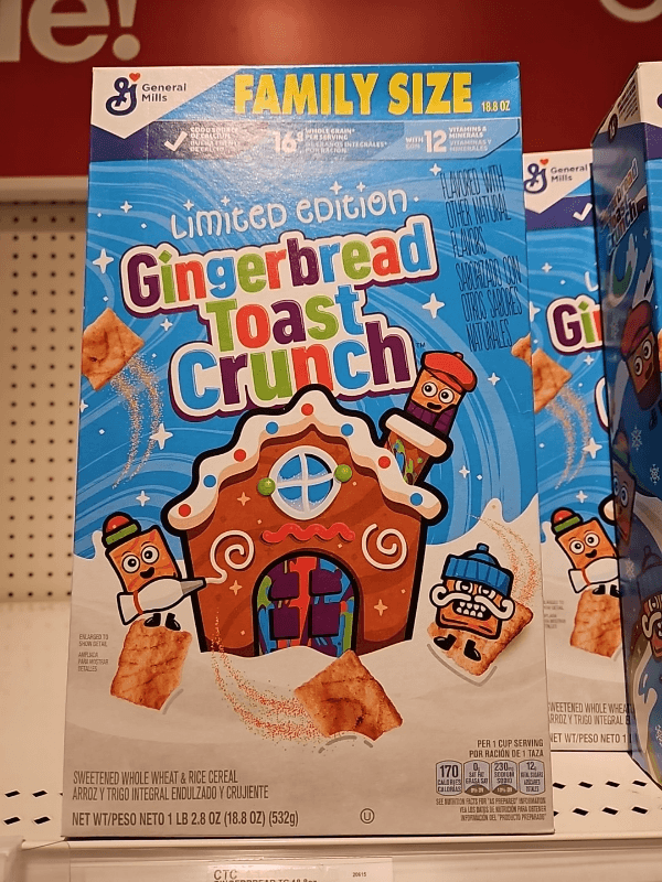 General Mills Gingerbread Toast Crunch Cereal Family Size Limited Edition