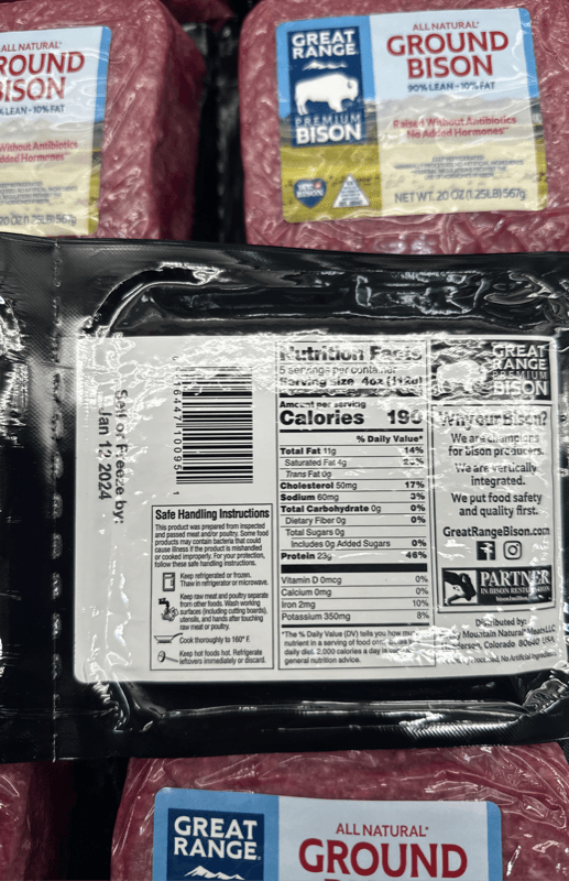 Great Range Premium Bison All Natural Ground Bison 90% Lean - 10% Fat