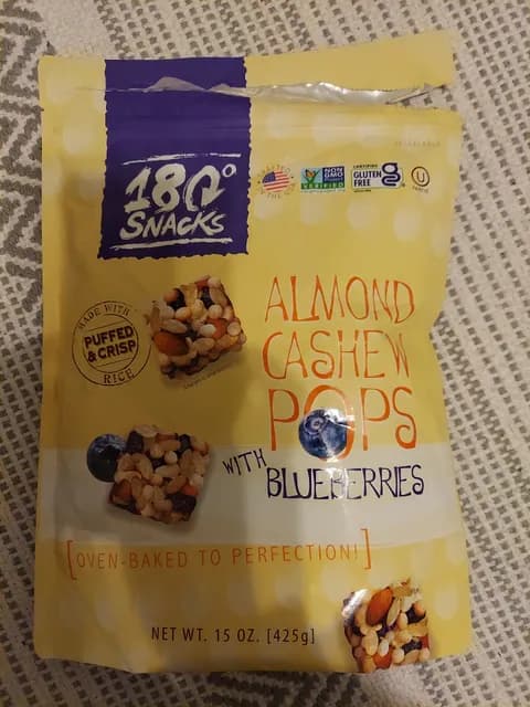 180 Snacks Almond Cashew Pops With Blueberries