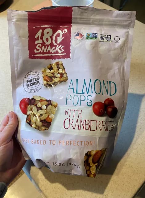 180 Snacks Almond Pops With Cranberries