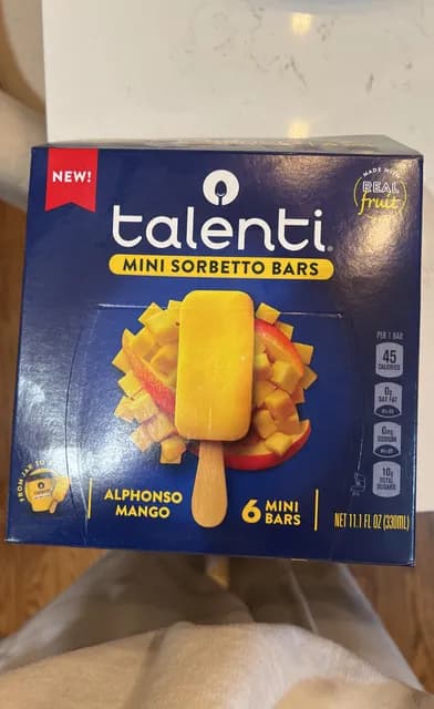 Talenti Mini Sorbetto Bars Alphonso Mango 6 Mini Bars