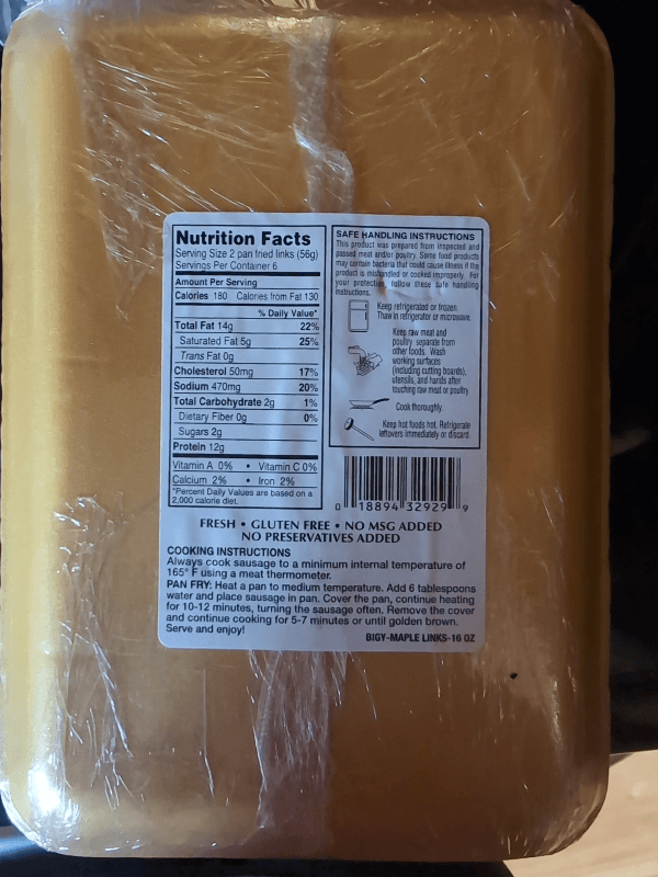 Big Y Maple Breakfast Sausage