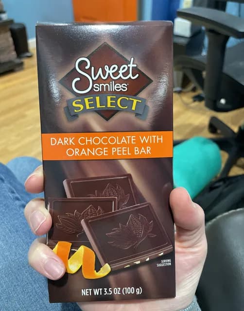 Sweet Smiles Select Dark Chocolate With Orange Peel Bar