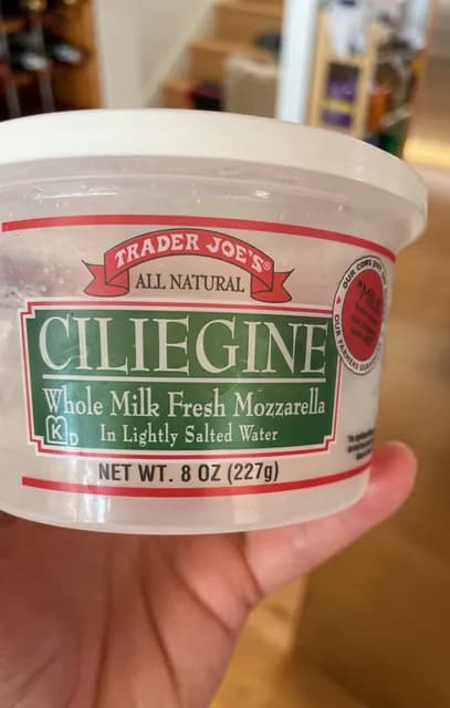Trader Joe'S All Natural Ciliegine Whole Milk Fresh Mozzarella In Lightly Salted Water