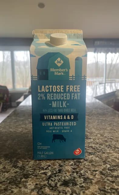 Member'S Mark Lactose Free 2% Reduced Fat Milk Half Gallon