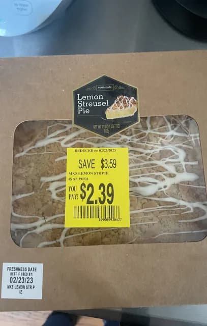 Marketside Lemon Streusel Pie