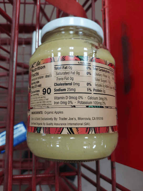 Trader Joe'S Organic Unsweetened Apple Sauce