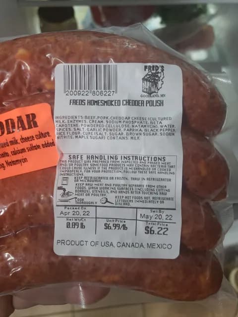 Fred'S Home Smoked Cheddar Polish