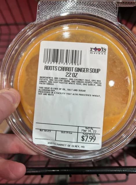 Roots Market Roots Carrot Ginger Soup