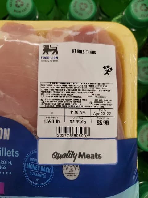 Food Lion Chicken Boneless Thighs Fillets