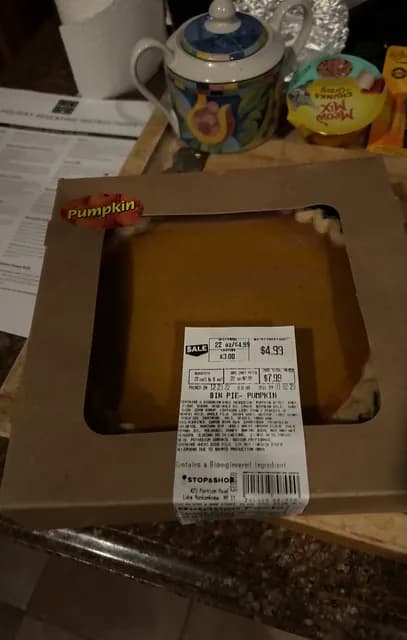 Stop & Shop Bakery 8 In Pumpkin Pie