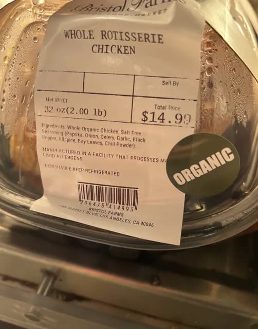 Bristol Farms Whole Rotisserie Chicken