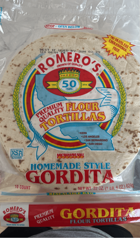 Romero'S Premium Quality Flour Tortillas Homemade Style Gordita