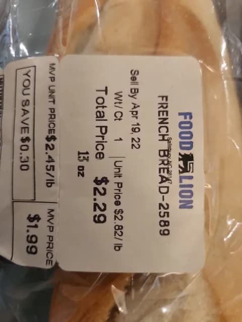 Food Lion French Bread