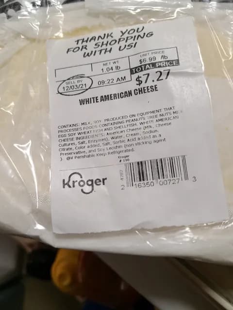 Kroger White American Cheese