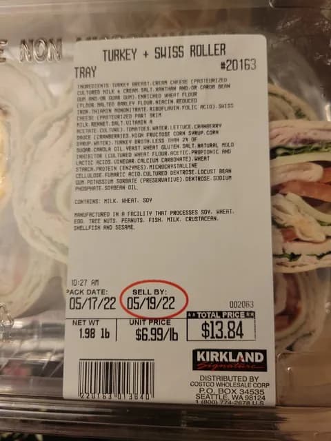 Kirkland Signature Turkey + Swiss Roller Tray