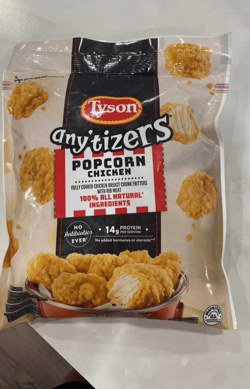 Tyson Any'Tizers Popcorn Chicken Fully Cooked Chicken With Breast Chunk Fritters With Rib Meat