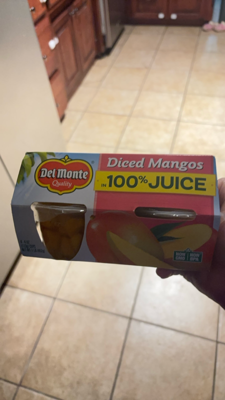Is it Pescatarian? Del Monte Mangos Diced In Lightly Sweetened Juice + Water Cups