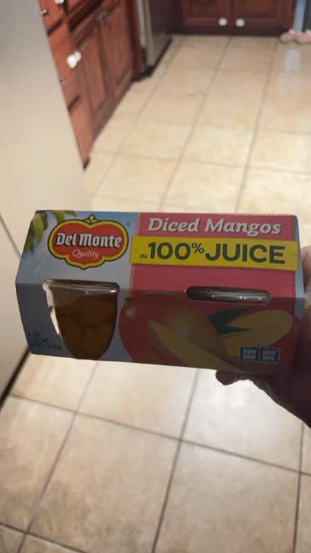 Is it Milk Free? Del Monte Mangos Diced In Lightly Sweetened Juice + Water Cups