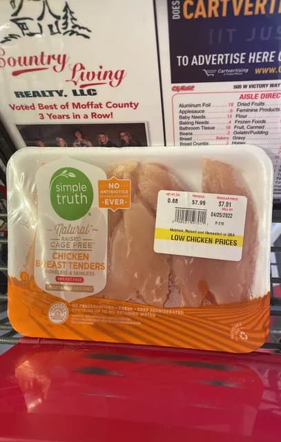 Simple Truth Natural Raised Cage Free Chicken Breast Tenders Boneless & Skinless 99% Fat Free