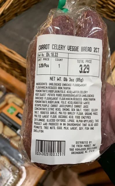 The Fresh Market Carrot Celery Veggie Bread
