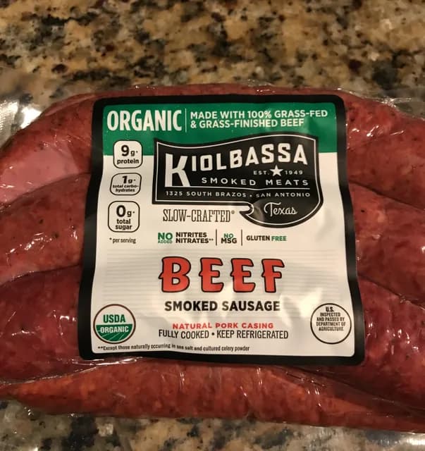 Kiolbassa Smoked Meats Organic Beef Smoked Sausage