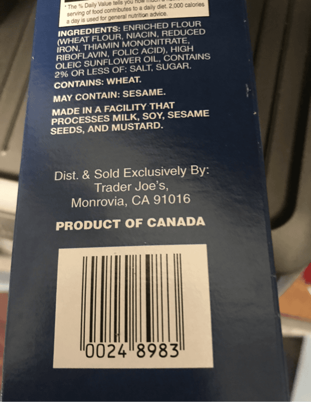 Trader Joe'S Classic Original Water Crackers