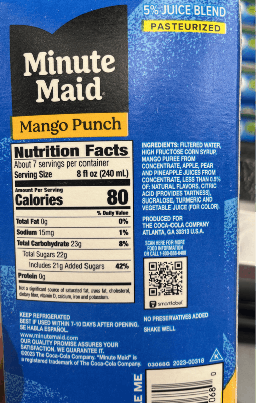 Minute Maid Juice Mango Punch Carton