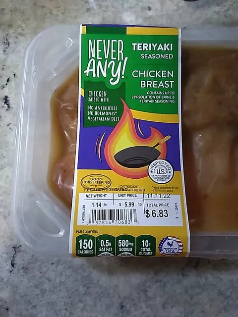 Good Houseeeping Never Any! Chicken Breast Teriyaki Seasoned