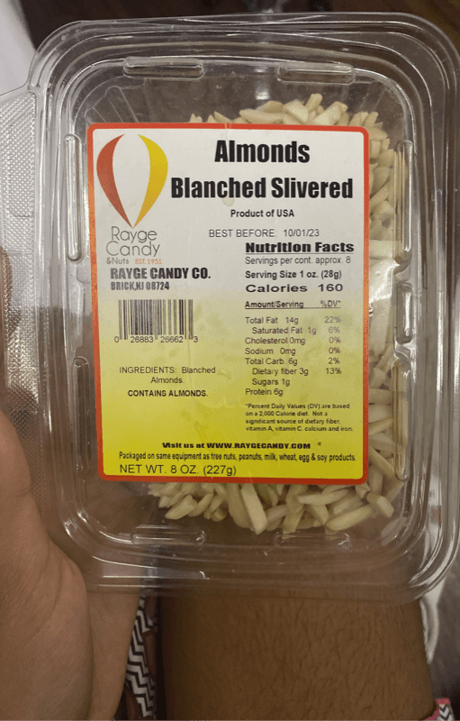 Rayge Candy & Nuts Almonds Blanched Slivered