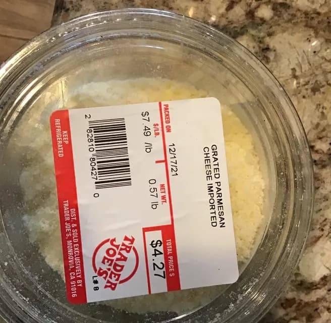 Trader Joe'S Grated Parmesan Cheese Imported