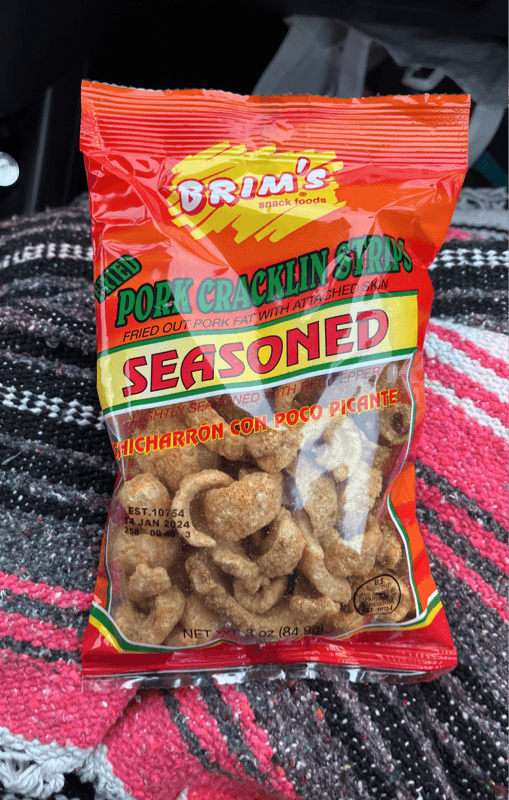 Brim'S Snack Foods Fried Pork Cracklin Strips Seasoned Chicharron Con Poco Picante