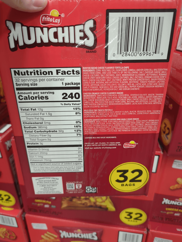 Frito Lay Munchies Snack Mix Cheese Fix Doritos, Cheetos, Sunchips, Rold Gold 32 Bags