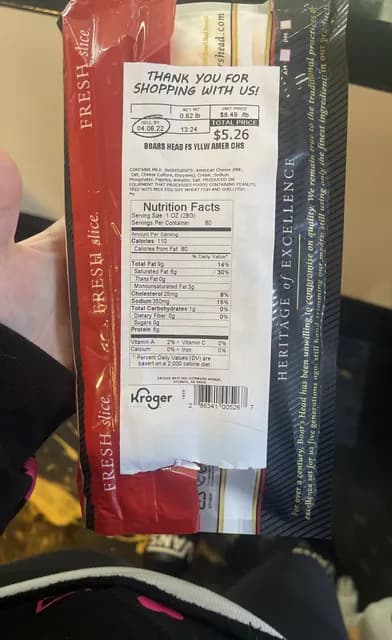 Boar'S Head Fresh Slice Yellow American Cheese