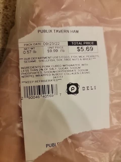 Publix Tavern Ham