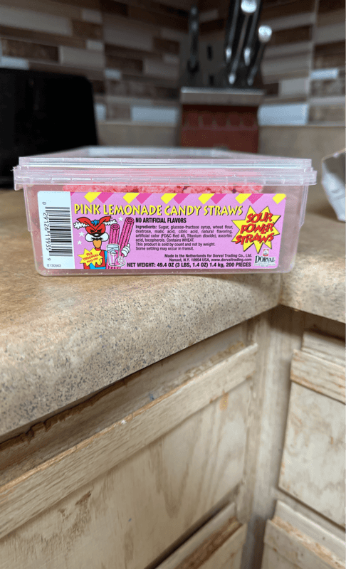 Dorval Sour Power Straws Pink Lemonade Candy Straws