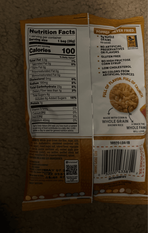 Quaker Caramel Flavor Rice Crisps