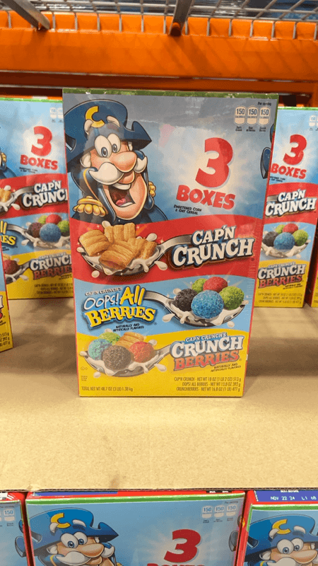 Cap'N Crunch Cereal Variety Pack 3 Boxes (Cap'N Crunch, Oops! All Berries, Crunch Berries