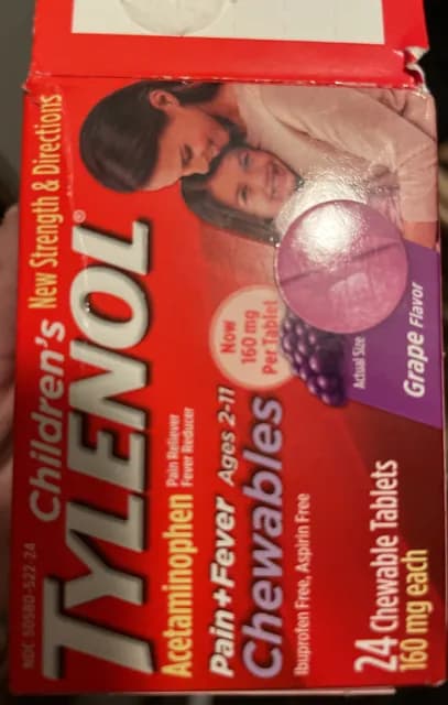 Children'S Tylenol Grape Flavor Acetaminophen Pain + Fever Chewables