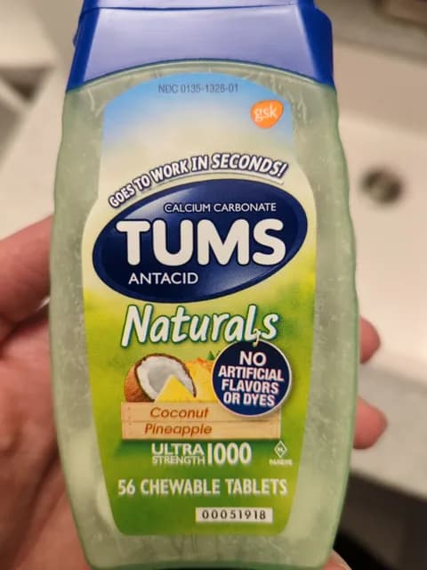 Gsk Tums Calcium Carbonate Antacid Naturals Coconut Pineapple Ultra Strength 