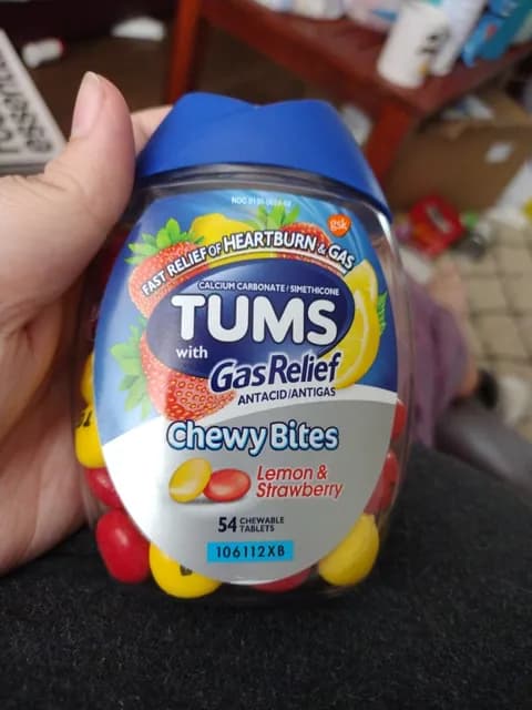 Tums Chewy Bites With Gas Relief Antacid/Antigas Lemon & Strawberry