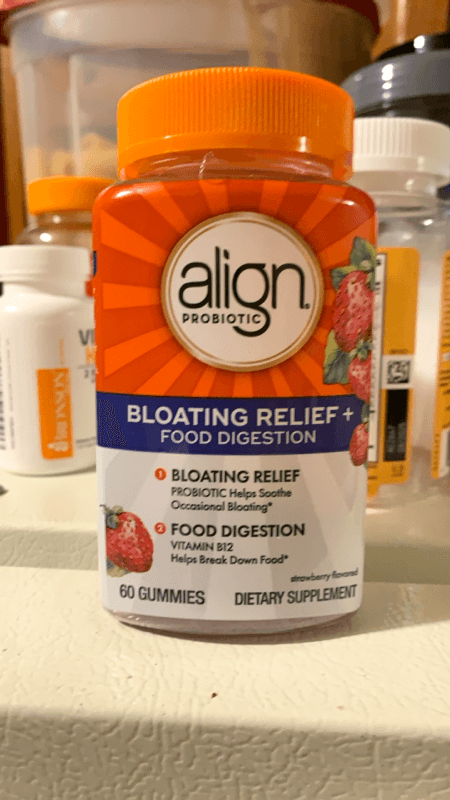 Align Probiotic Bloating Relief + Food Digestion Strawberry Flavored, 60 Gummies