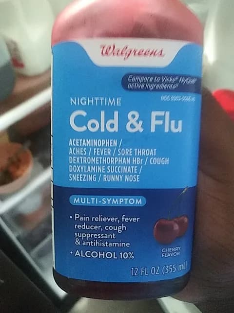Walgreens Nighttime Cold & Flu Cherry Flavor Multi-Symptom