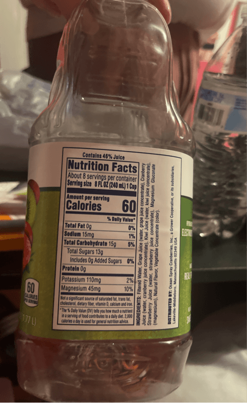 Ocean Spray Hydration Cranberry Strawberry Kiwi Flavored Juice Drink